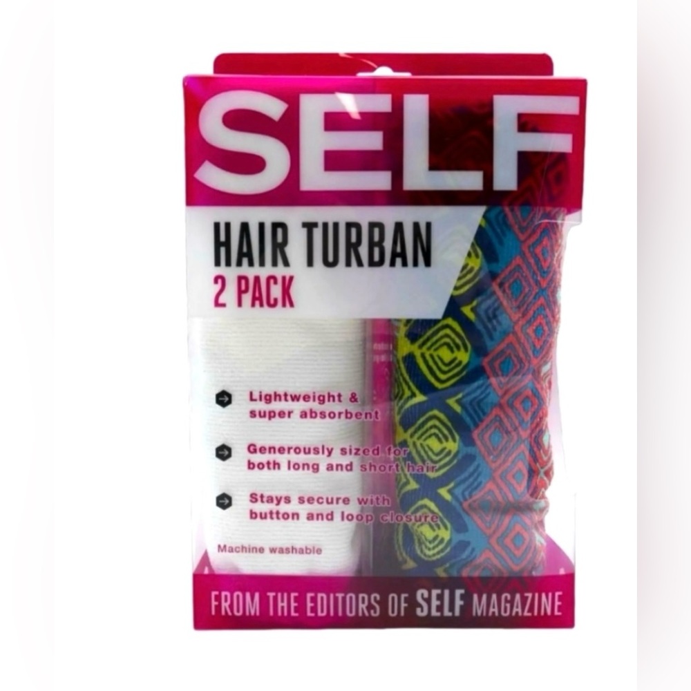 BRAND NEW IN BOX - 2-Pack of SELF Soft Velvet Hair Turbans